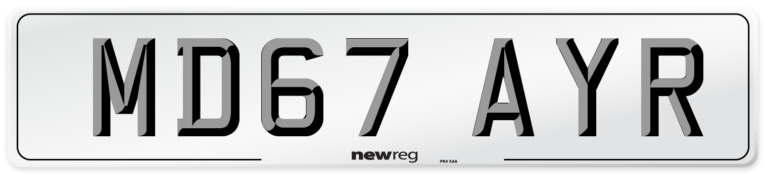 MD67 AYR Number Plate from New Reg